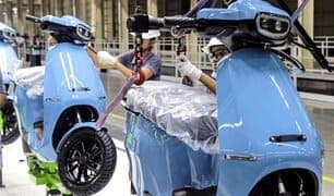 2-wheeler electric vehicle assembly line and battery development.